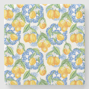 Lemon Italian print classic Amalfi coast  Stone Coaster