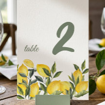Lemon Italy Personalized Table Number Sign