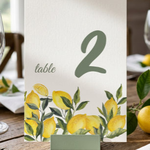 Lemon Italy Personalized Table Number Sign