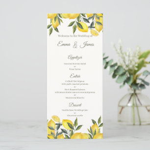 Lemon Italy Personalized Wedding Menu Card