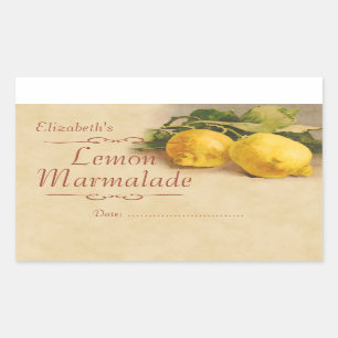 Lemon jam or canning rectangular sticker