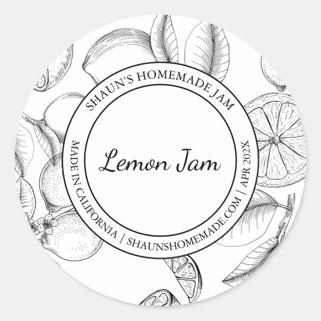 Lemon Jam Sketch Modern label (Front)