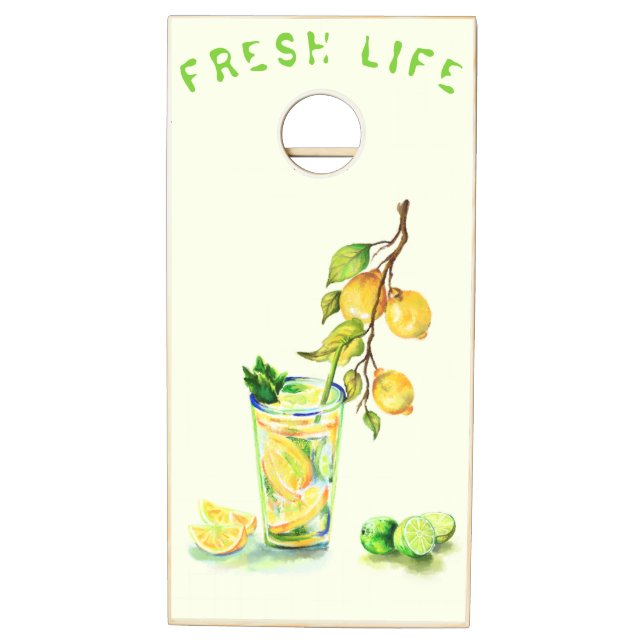 Lemon Juice Cool Drink Lemons Party Cornhole Set (Left)