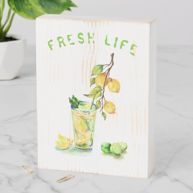 Lemon Juice Drink Lemonade Summer Wooden Box Sign (In Situ Vertical)