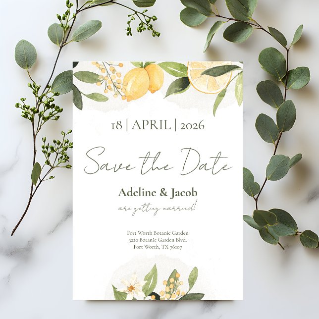 Lemon Kissed Save the Date Card (Creator Uploaded)