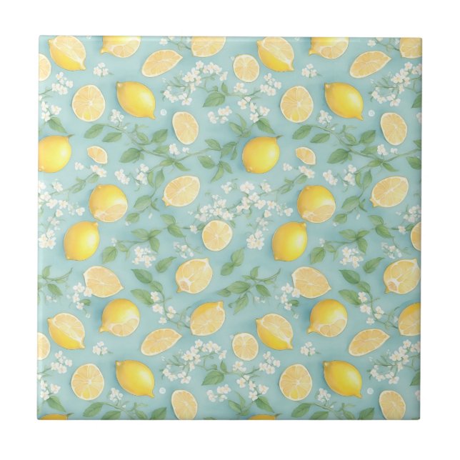 Lemon Kitchen Lemons Pattern Ceramic Tile (Front)