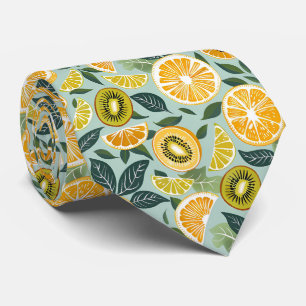 Lemon Kiwi Pattern Men's Necktie 