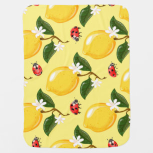 Lemon Ladybug: Tropical Yellow Pattern. Baby Blanket