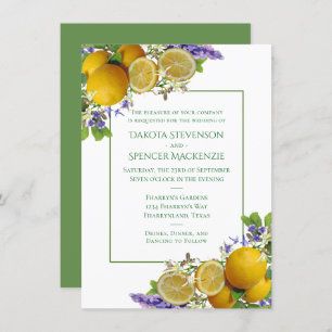 Lemon Lavender and MInt Fresh Rustic Modern Boho Invitation