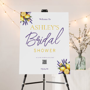 Lemon Lavender Bridal Shower QR Code Welcome Sign