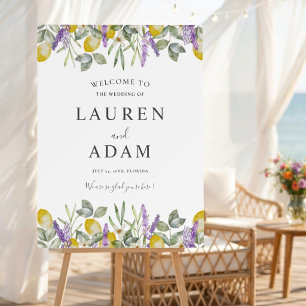 Lemon & Lavender Watercolor Wedding Invitation Foam Board