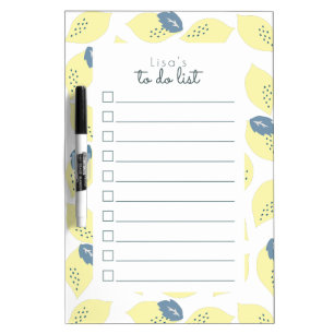 Lemon & Leaf Pattern White To Do List Dry Erase Board