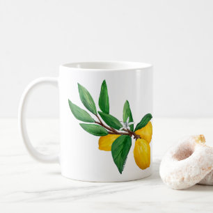 Lemon Leaf Watercolor Design Fresh Citrus Coffee Mug