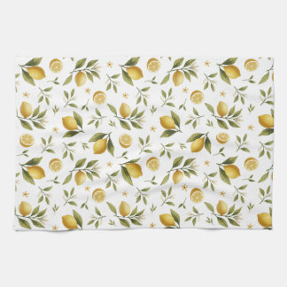 Lemon Leaves Flowers Kitchen Towel