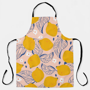 Lemon Leaves: Pink Vintage Seamless. Apron