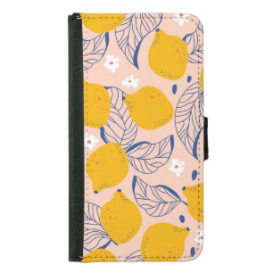 Lemon Leaves: Pink Vintage Seamless. Samsung Galaxy S5 Wallet Case