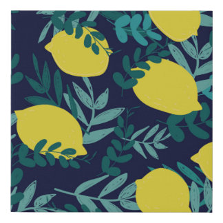Lemon leaves: vintage illustration background. faux canvas print
