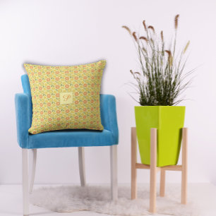 Lemon leaves white yellow orange Pattern Throw Pillow