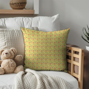 Lemon leaves white yellow Pattern Throw Pillow