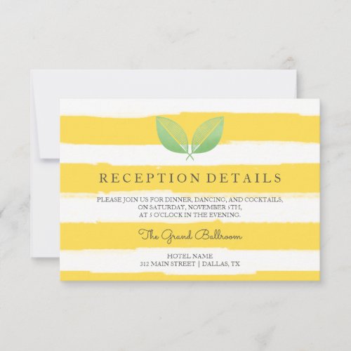Lemon Leaves Yellow  Green  Reception Details Invitation