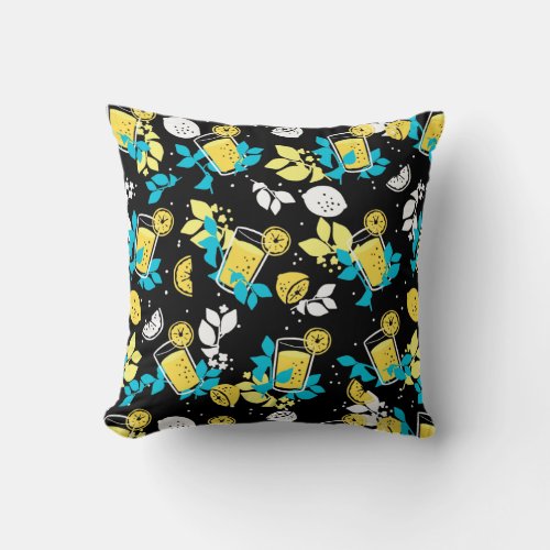 lemon lemonade floral pattern throw pillow