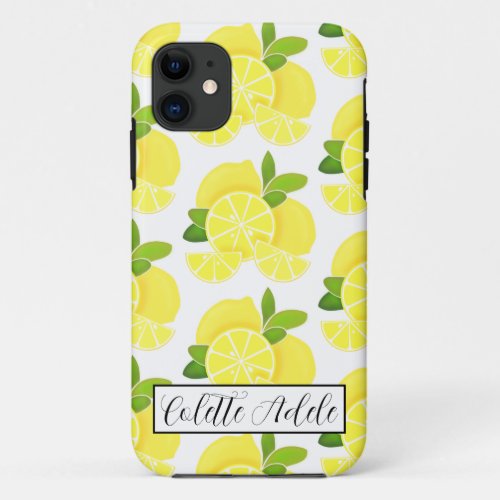 Lemon lemons lemon slices tropical yellow fruit  iPhone 11 case