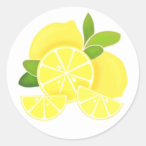 Lemon lemons lemon slices tropical yellow fruit  classic round sticker