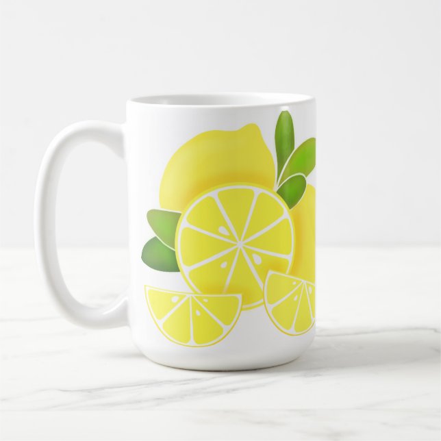 Lemon lemons lemon slices tropical yellow fruit  coffee mug (Left)