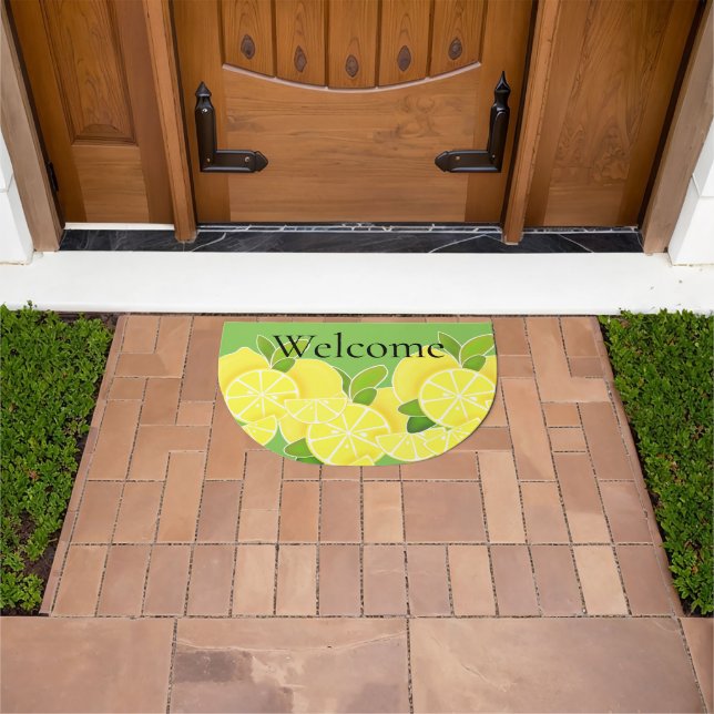 Lemon lemons lemon slices tropical yellow fruit  doormat (Outdoor)