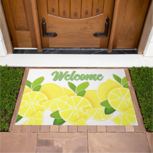 Lemon lemons lemon slices tropical yellow fruit doormat