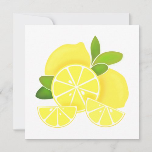 Lemon lemons lemon slices tropical yellow fruit  invitation