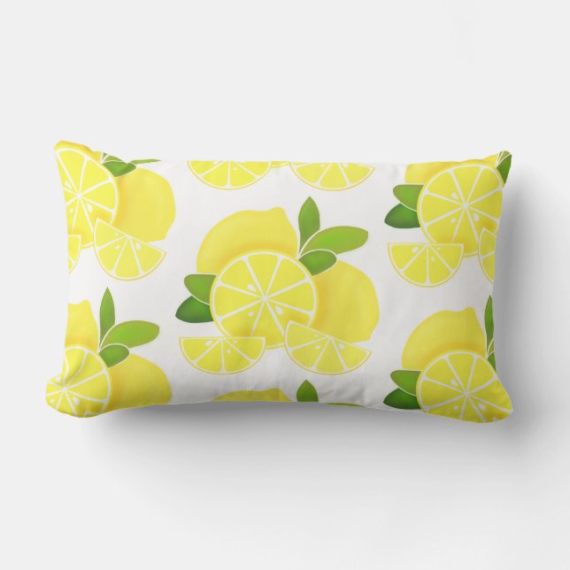 Lemon lemons lemon slices tropical yellow fruit  lumbar pillow (Front)