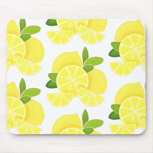 Lemon lemons lemon slices tropical yellow fruit  mouse pad (Front)