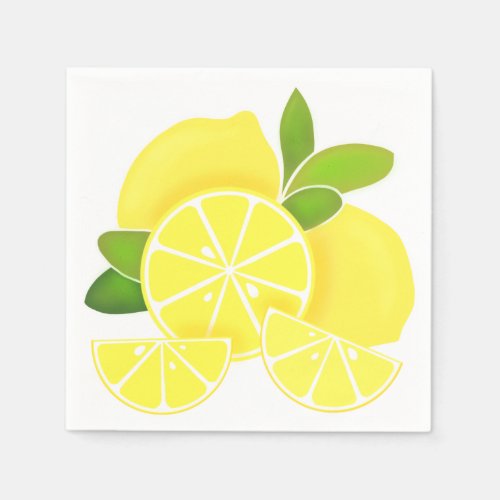 Lemon lemons lemon slices tropical yellow fruit  napkins