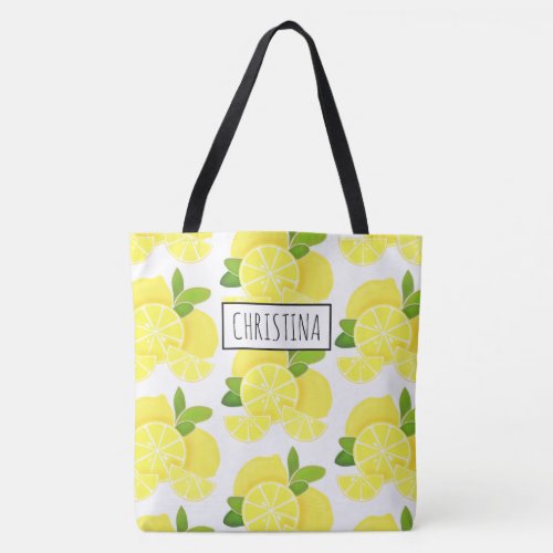 Lemon lemons lemon slices tropical yellow fruit  tote bag