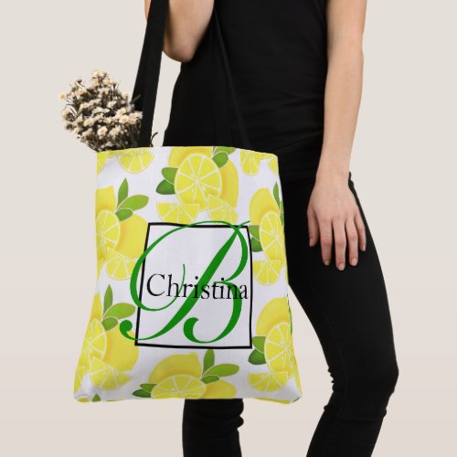 Lemon lemons lemon slices tropical yellow fruit  tote bag