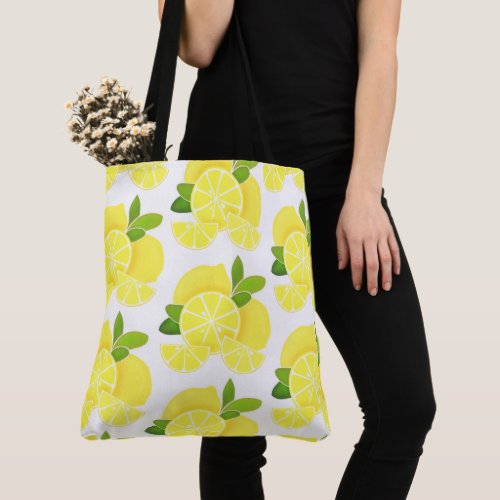 Lemon lemons lemon slices tropical yellow fruit  tote bag