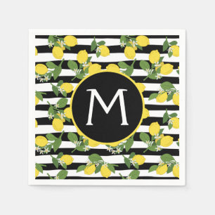 Lemon Lemons Yellow Black Stripes Napkins