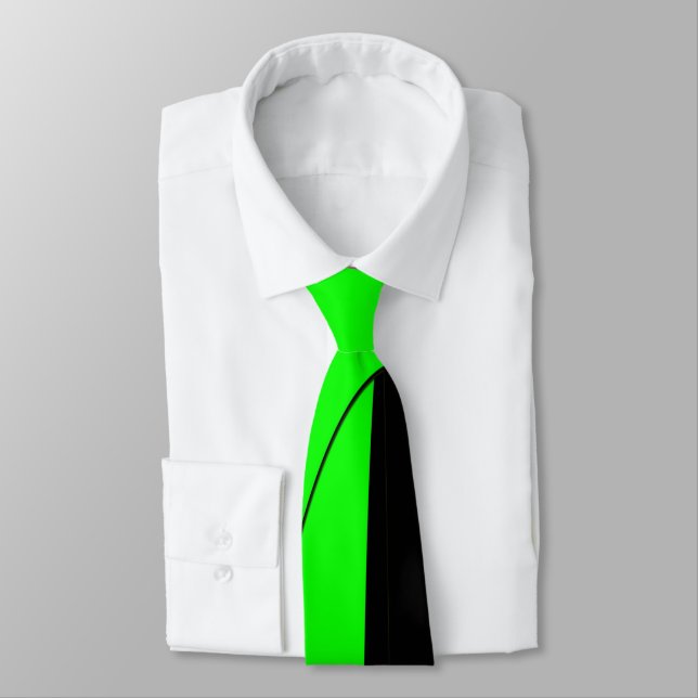 Lemon Lime Abstract Art Neck Tie (Tied)