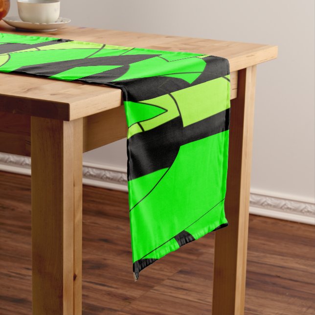 Lemon Lime Abstract Art Short Table Runner (In Situ)