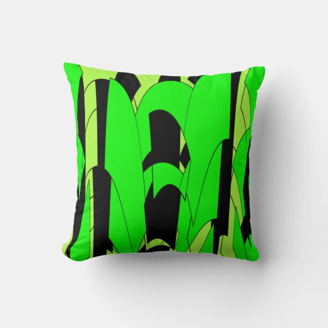 Lemon Lime Abstract Art Throw Pillow (Front)