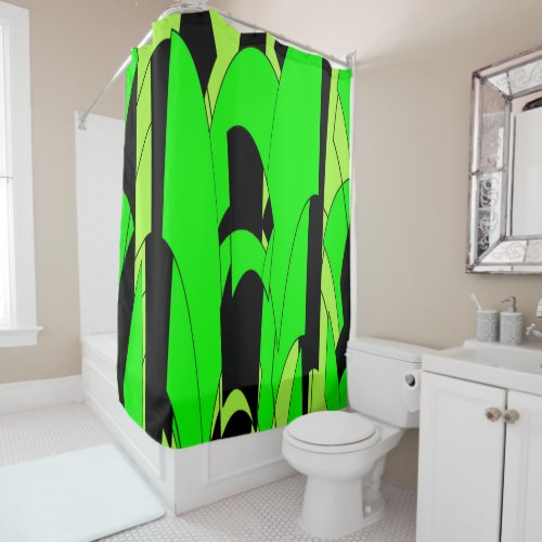 Lemon Lime Abstract Jungle Shower Curtain