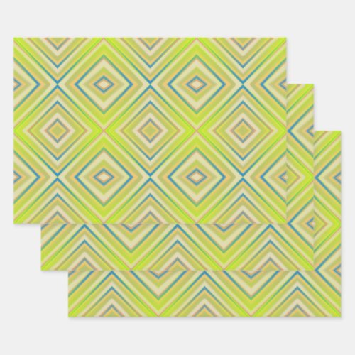 Lemon Lime Alternative Diamond Pattern Wrapping Paper Sheets