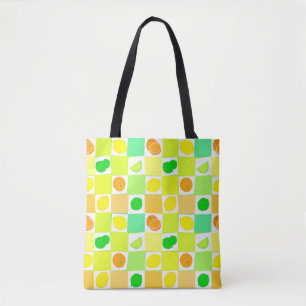 Lemon, Lime and Orange Citrus Fruit Slices Pattern Tote Bag