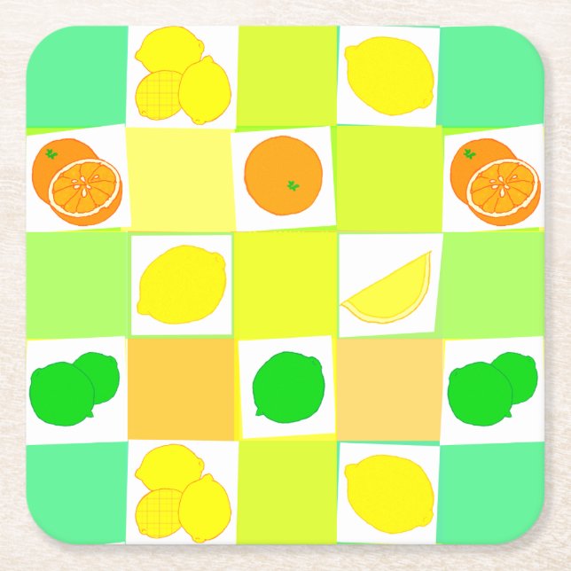 Lemon Lime and Oranges Citrus Fruit Coaster (Front)