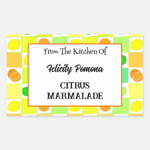 Lemon Lime and Oranges Citrus Fruit Editable Rectangular Sticker