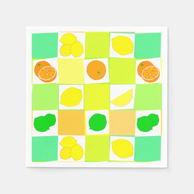 Lemon Lime and Oranges Citrus Fruit Pattern Napkins (Front)