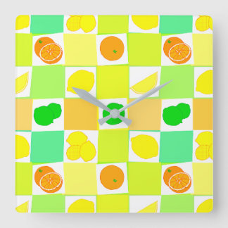 Lemon Lime and Oranges Pattern Kitchen Clock