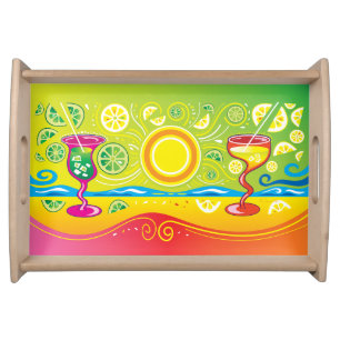 Lemon Lime Beach Cocktails Serving Tray