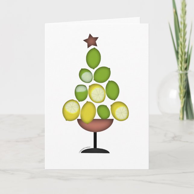 lemon lime Christmas tree with star/martini glass Holiday Card (Front)